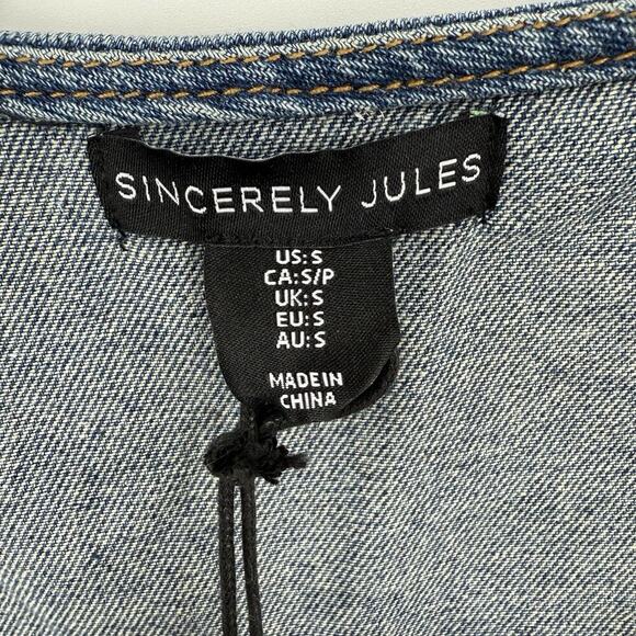 Sincerely Jules Blue Denim Strappy Button Front Midi Dress – Women’s Small - Picture 3 of 9